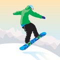 Snowboarder jumping winter in the mountains Royalty Free Stock Photo